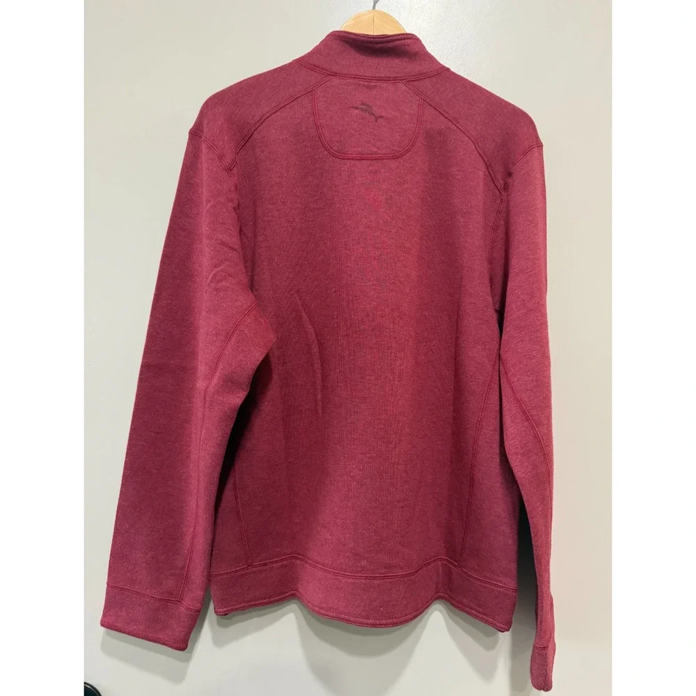 Tommy Bahama Flip Coast Snap Mock neck Reversible burgundy Sweatshirt relaxed -S